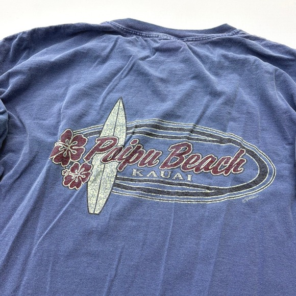 Yesterdays Poipu Beach Kauai Surf T-Shirt Mens XL Blue Fade Graphic Made in USA - Picture 5 of 10